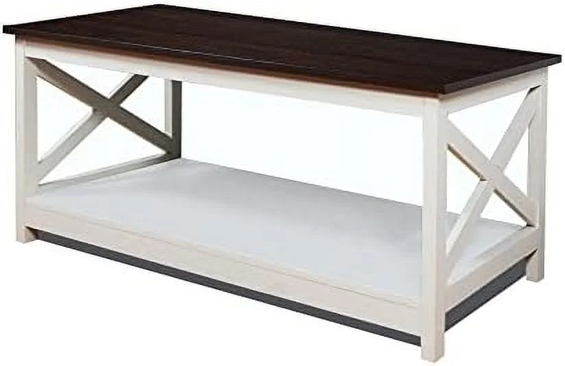 White Oak 40 Inch 2-Tier Wood Coffee Table K444183