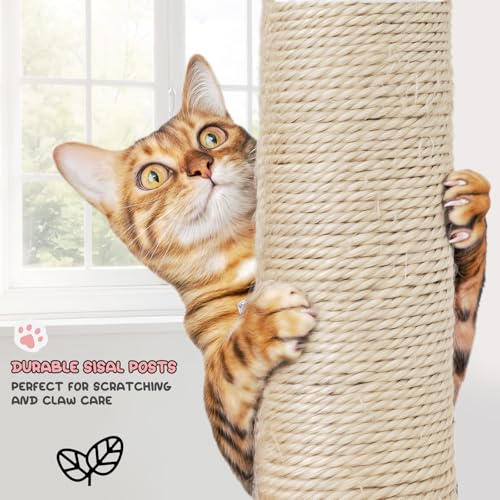 Soft Pink 36 Inch Cat Tree with Condo and Hammock K7617
