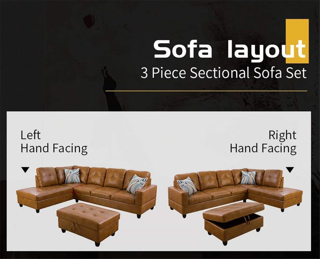 Leather L Shape Sectional Sofa Set R7909
