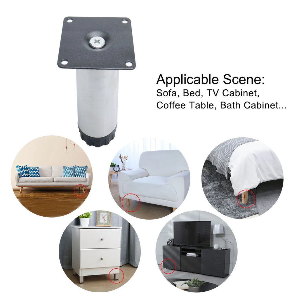 6 Inch Stainless Steel Adjustable Furniture Legs 8pcs P48908