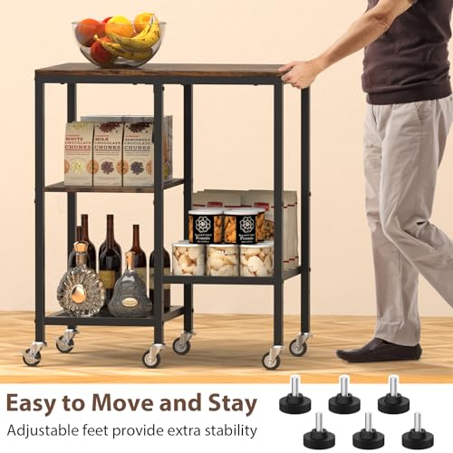 4-Tier Rolling Kitchen Microwave Cart with Wheels R5934