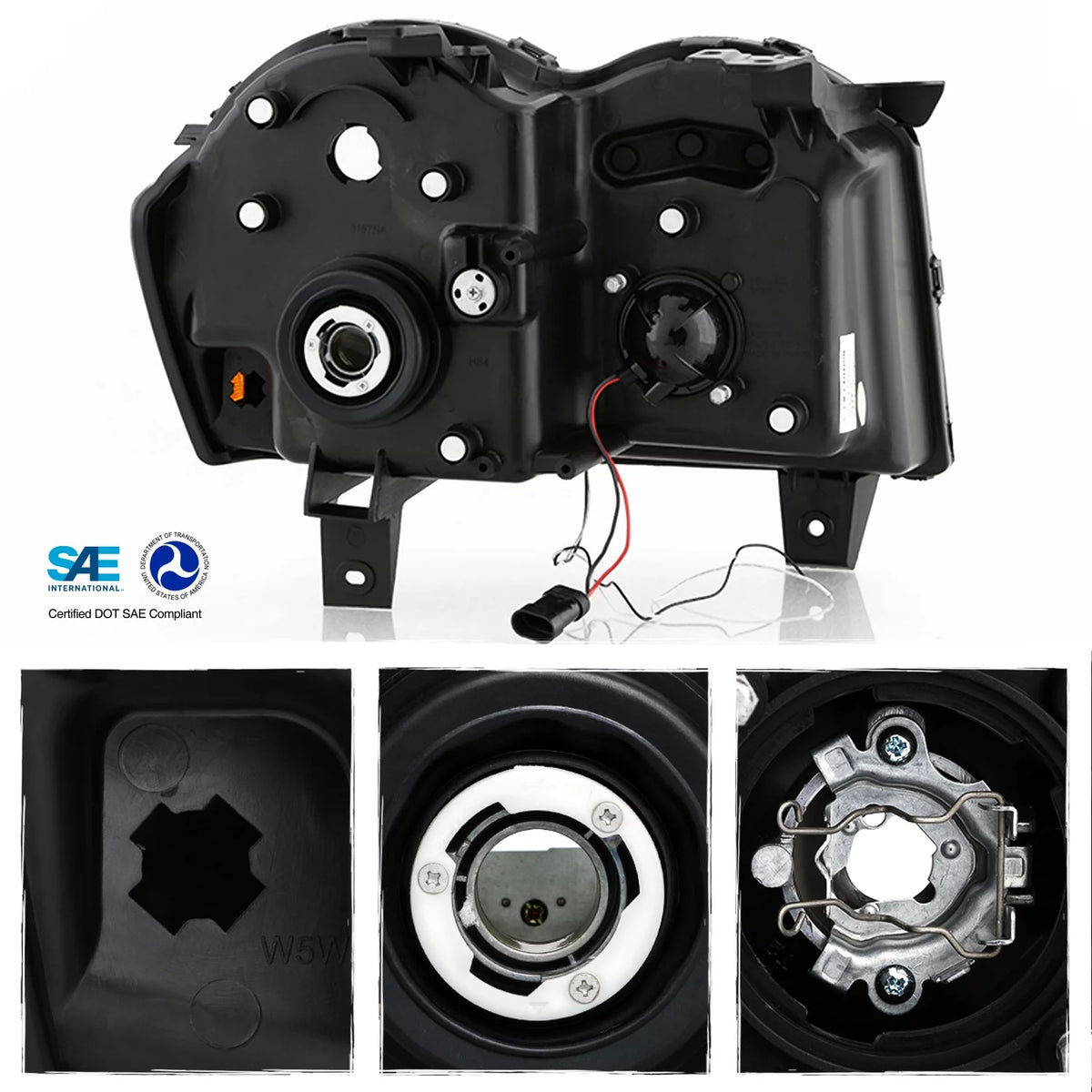 Black LED Projector Headlights + Tail Brake Lamp Pair A739673