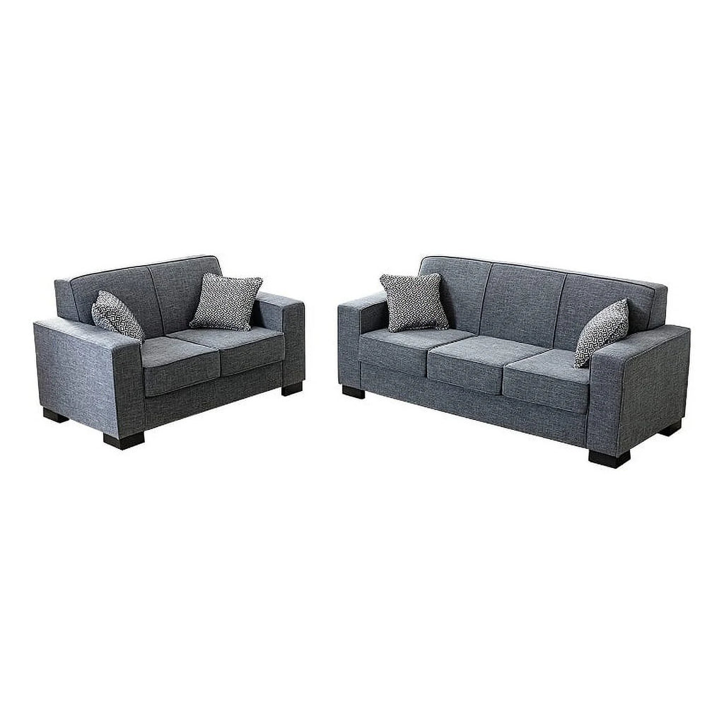 Modern Fabric Sofa and Loveseat Set in Gray E10028