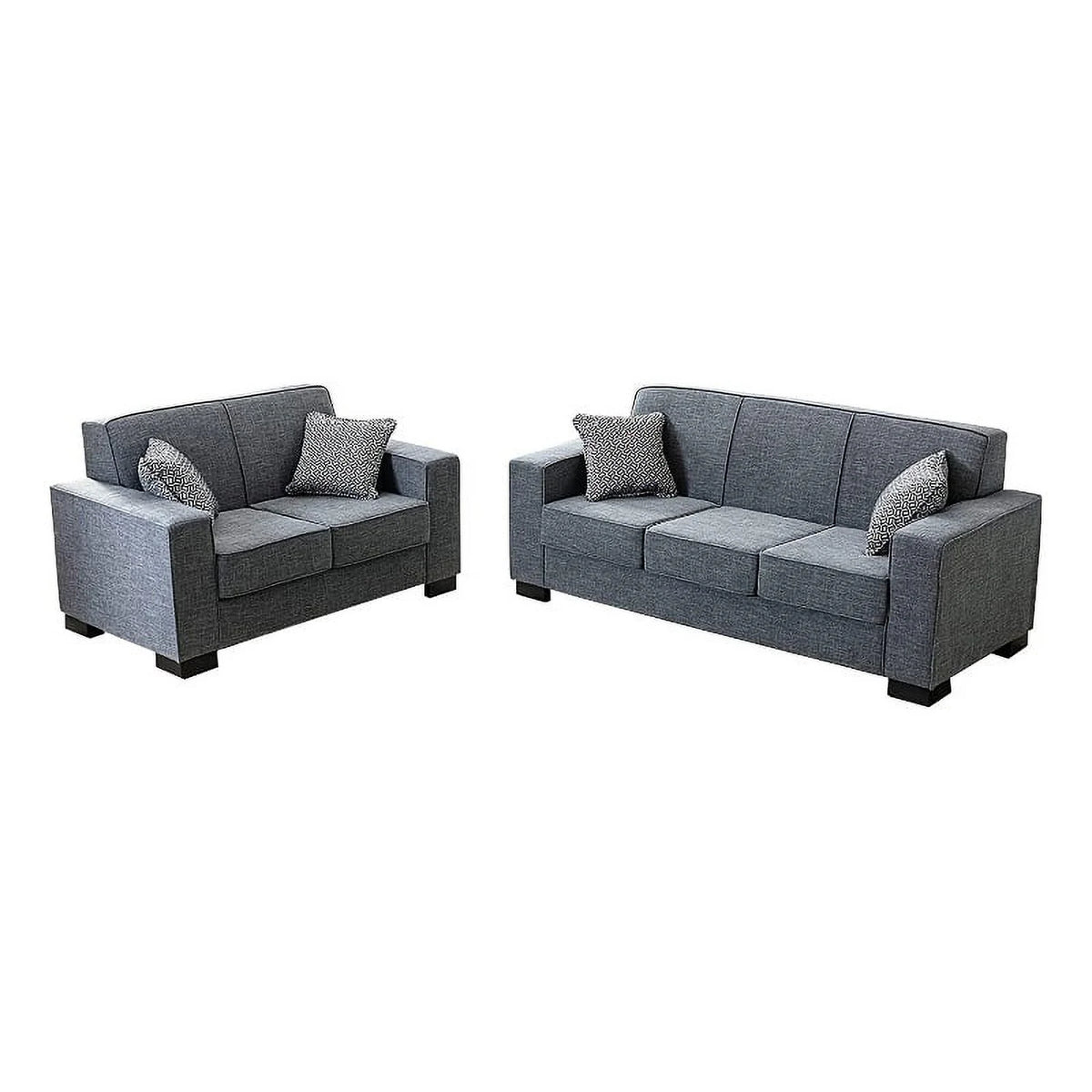 Modern Fabric Sofa and Loveseat Set in Gray E10028