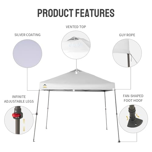 11x11 Pop Up Canopy Tent with Wheeled Bag, White G873182