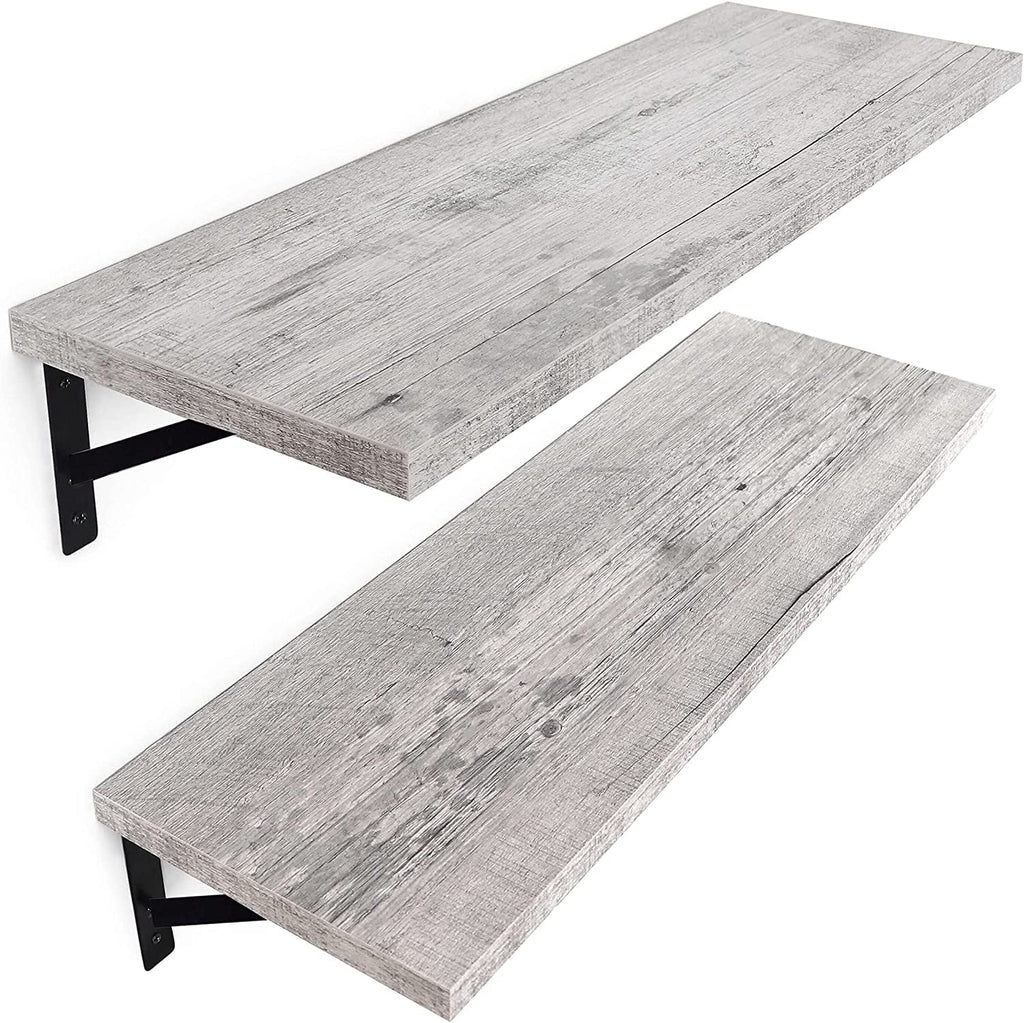 24” Wall Mounted Floating Shelves Set with Rustic Pattern H6817