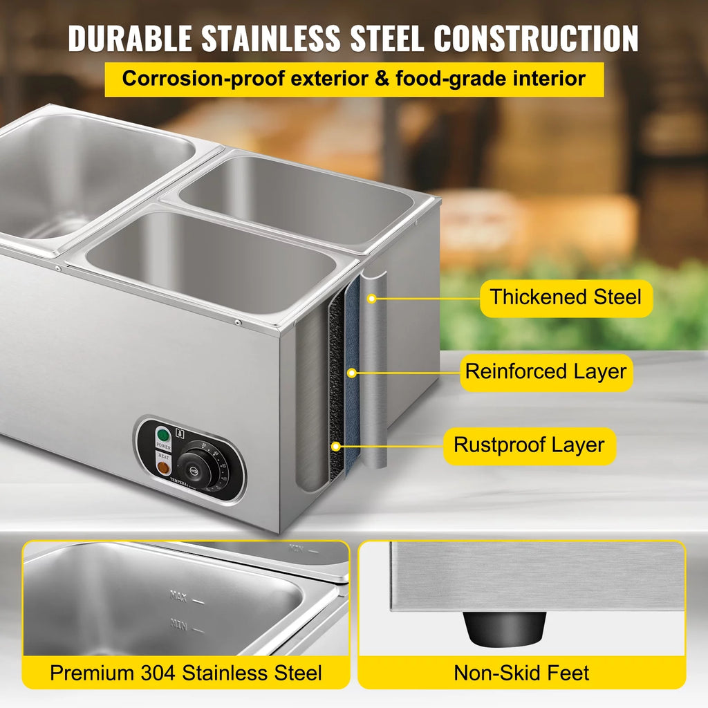 3-Pan Stainless Steel Commercial Food Warmer H104588