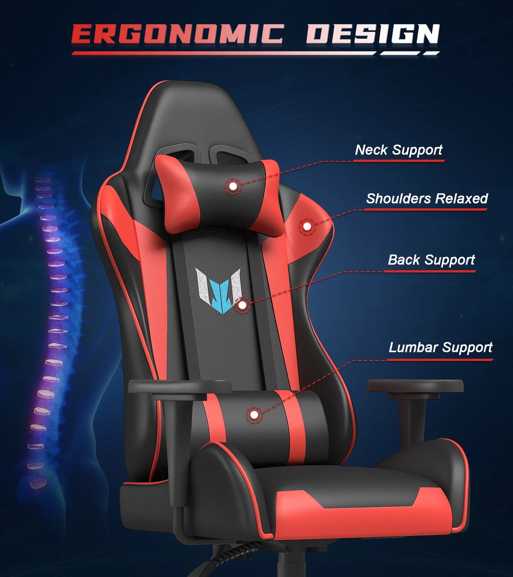 Red Ergonomic High Back PU Leather Gaming Chair B466