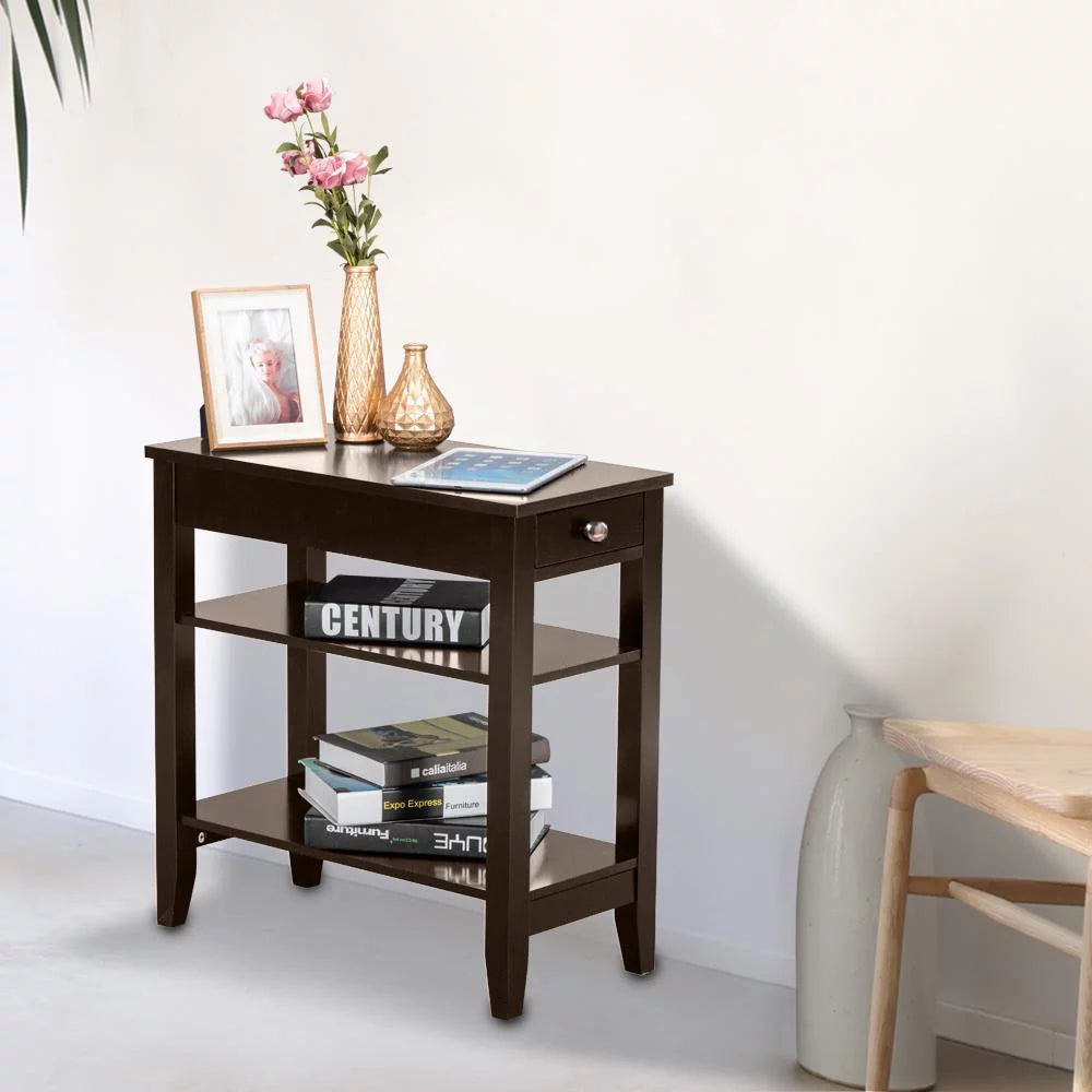 Chair Side End Table with 2 Layers and Shelf F84646