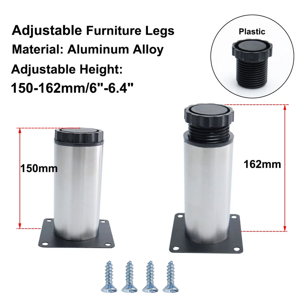 6 Inch Stainless Steel Adjustable Furniture Legs 8pcs P48908