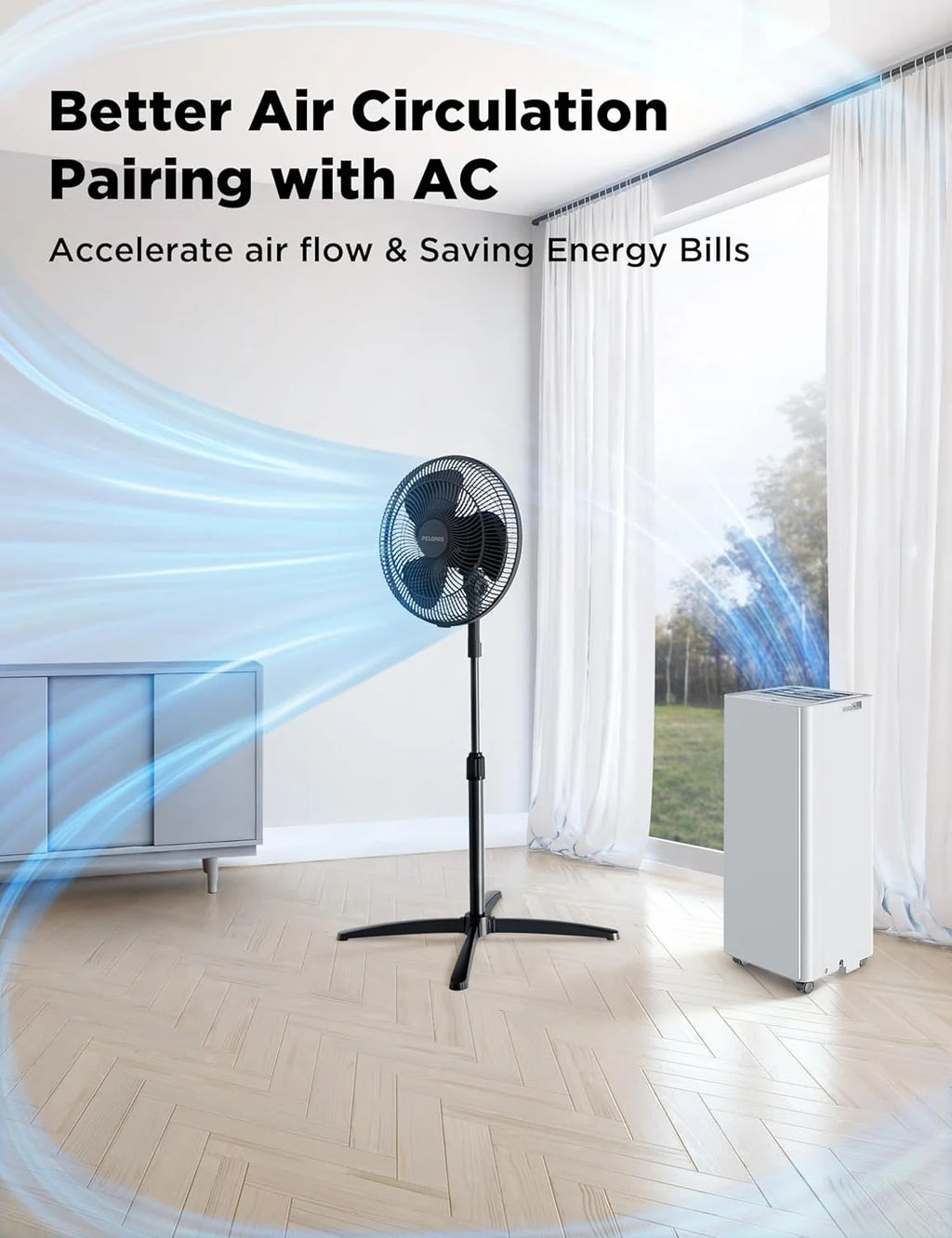 16'' Pedestal Oscillating Fan 2 Packs Black U915