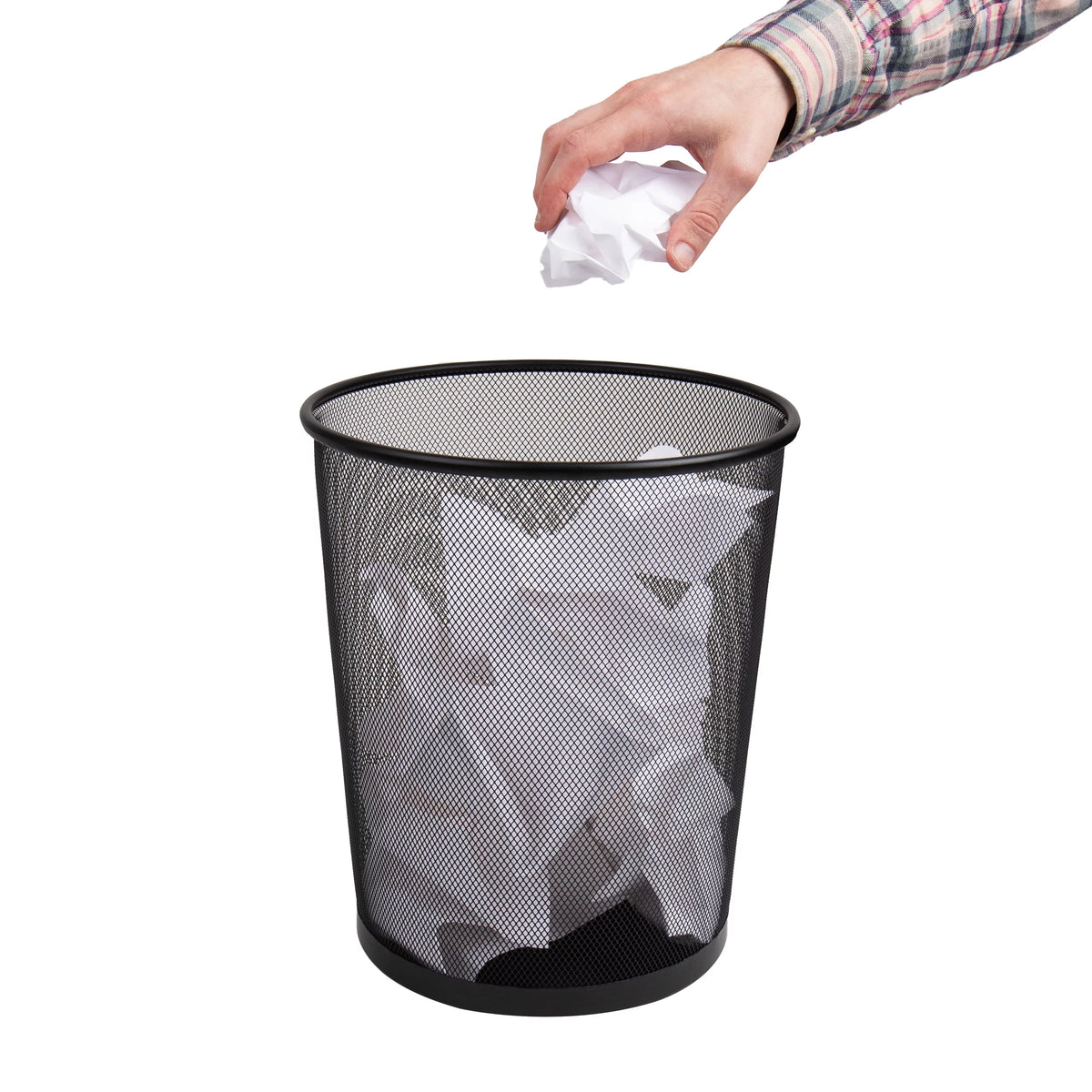 Set of 3 Black Metal Mesh Trash Can M6255