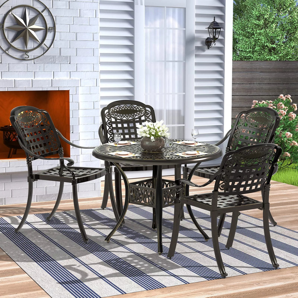 5 Piece All-Weather Cast Aluminum Patio Dining Set H660