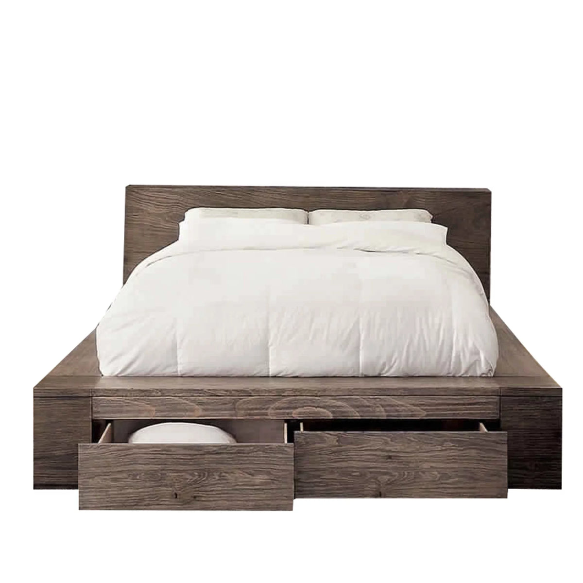 Brown Eastern King Size Wood Bed with 2 Drawers G190250