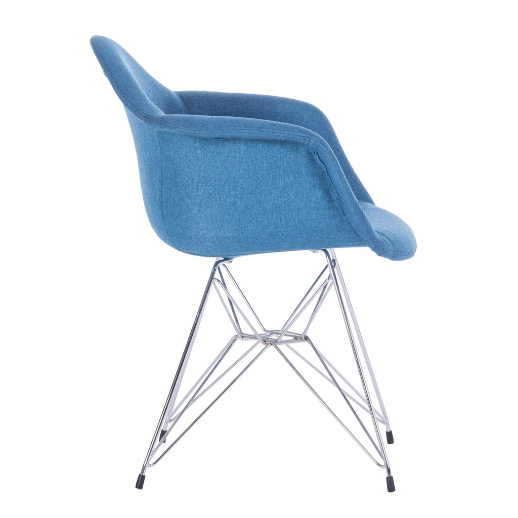 Blue Fabric Upholstered Dining Chairs Set of 2 with Arms Y124369