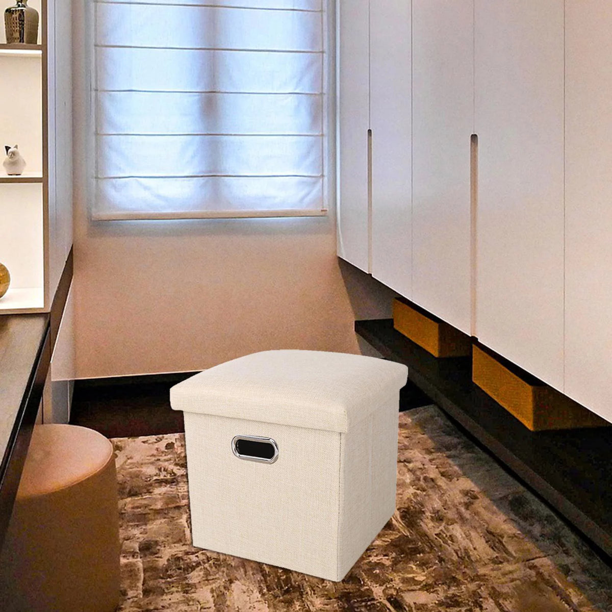 Beige Storage Ottoman Bench Z5059