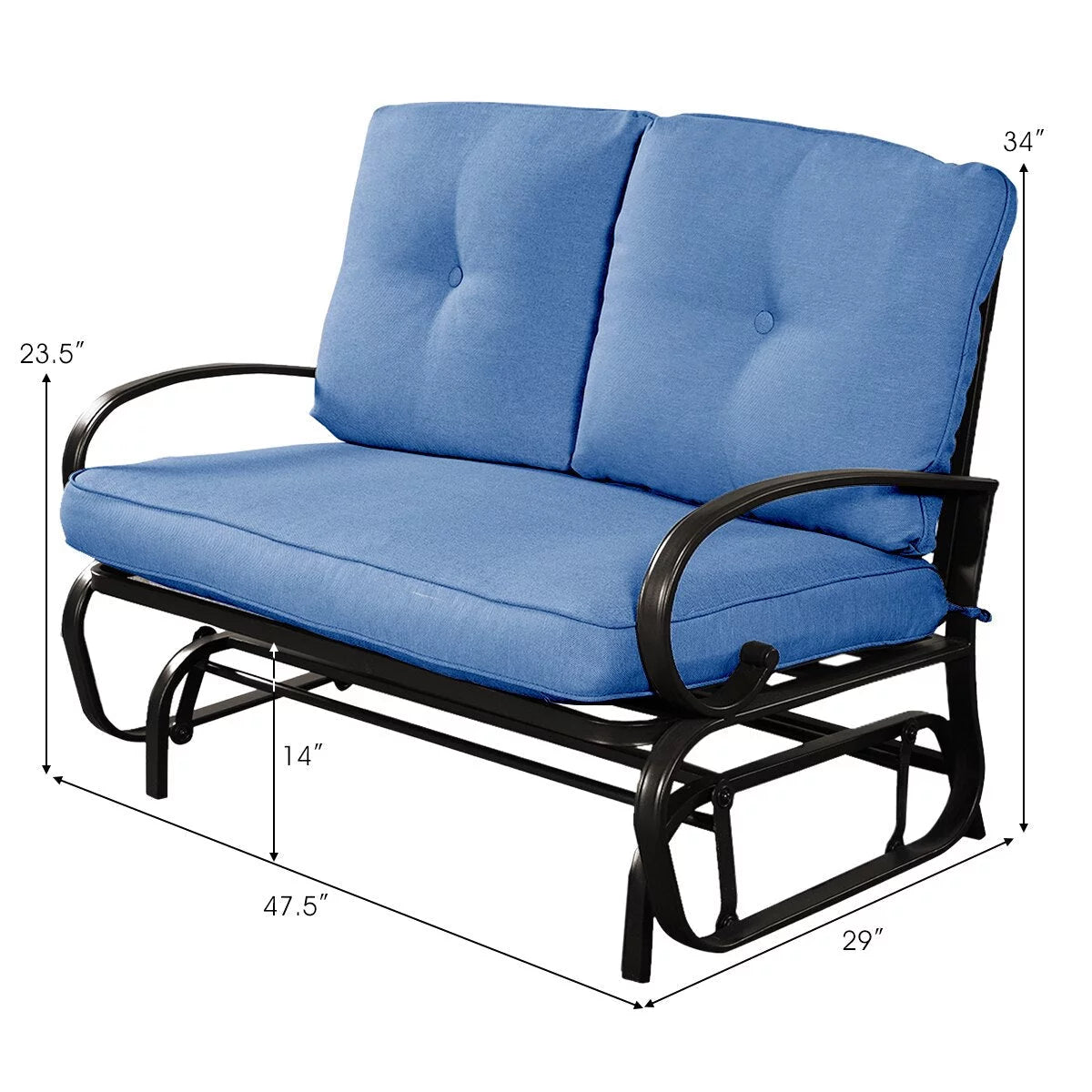 Blue Outdoor Patio Rocking Bench Loveseat G912229