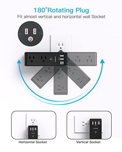 Surge Protector Outlet Extender with Rotating Plug, 6 AC Outlets and 3 USB Ports J145309