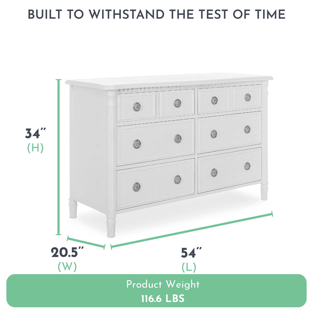 White 6 Drawer Double Dresser Q38163