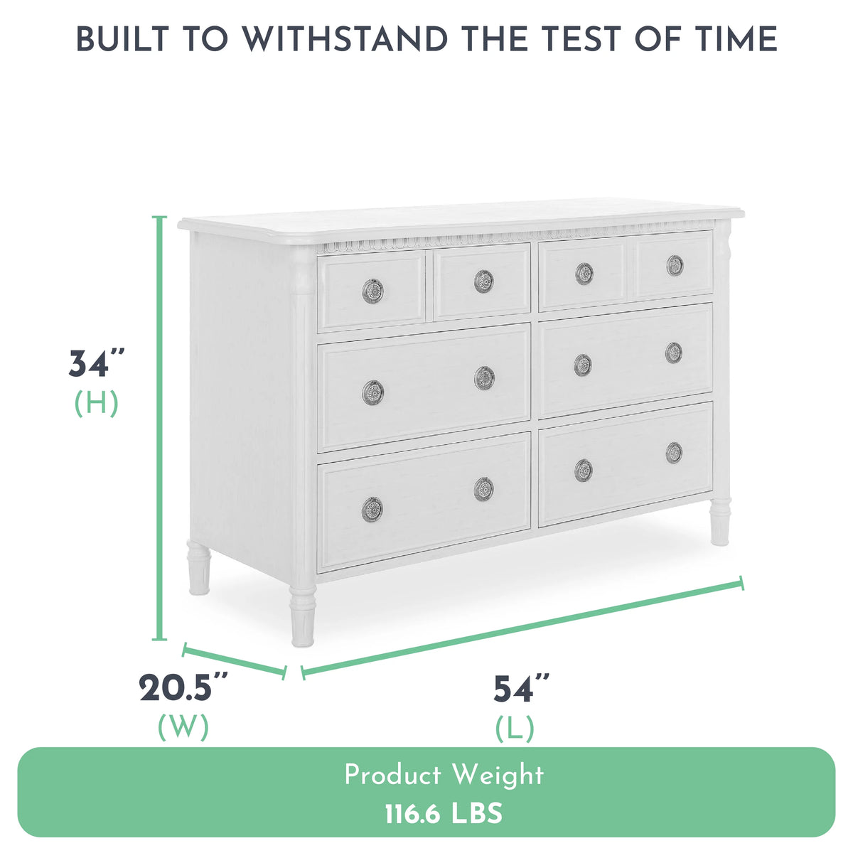 White 6 Drawer Double Dresser Q38163