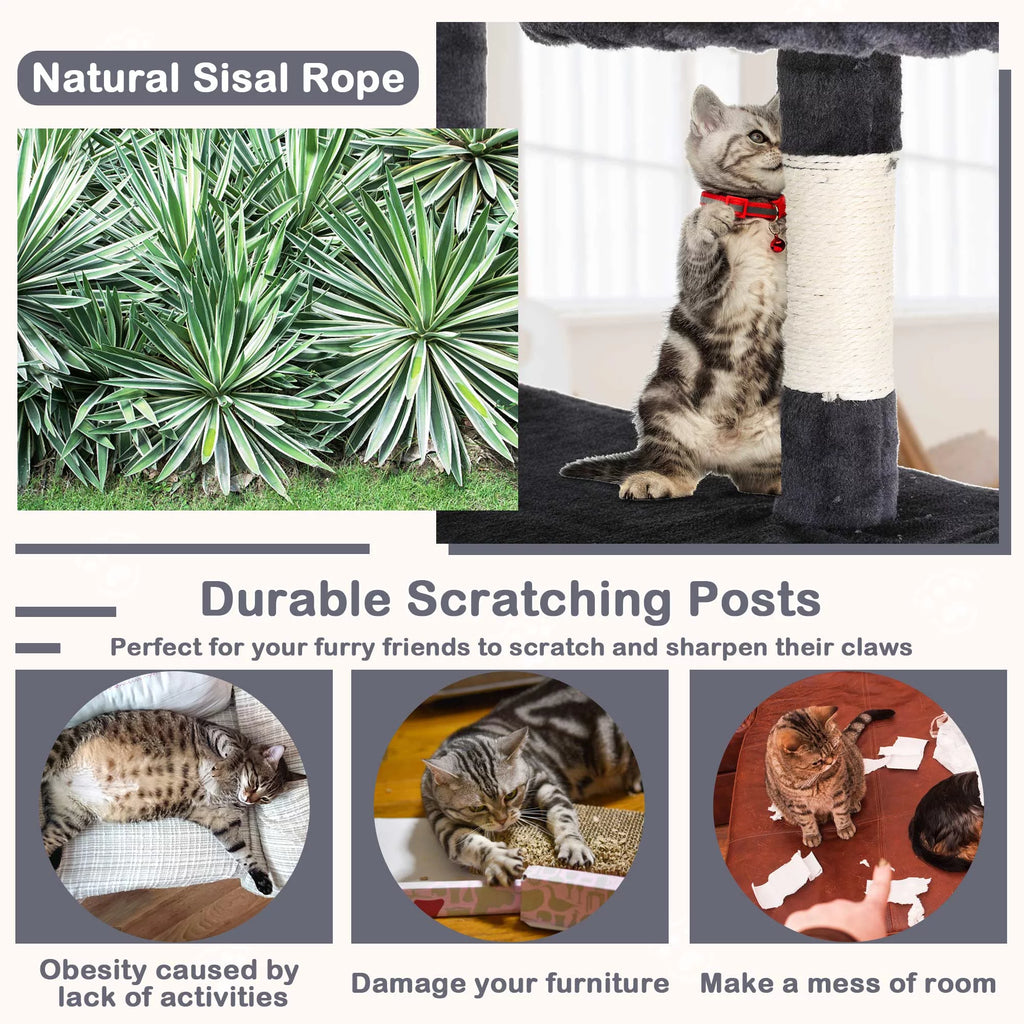 54in Dark Gray Cat Tree Tower S866734