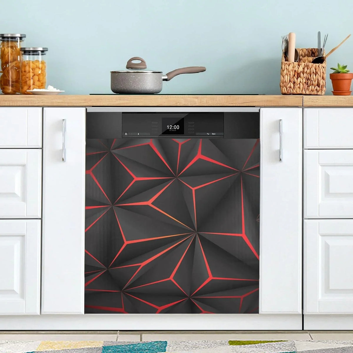 Black Geometric Dishwasher Magnet Sticker G989