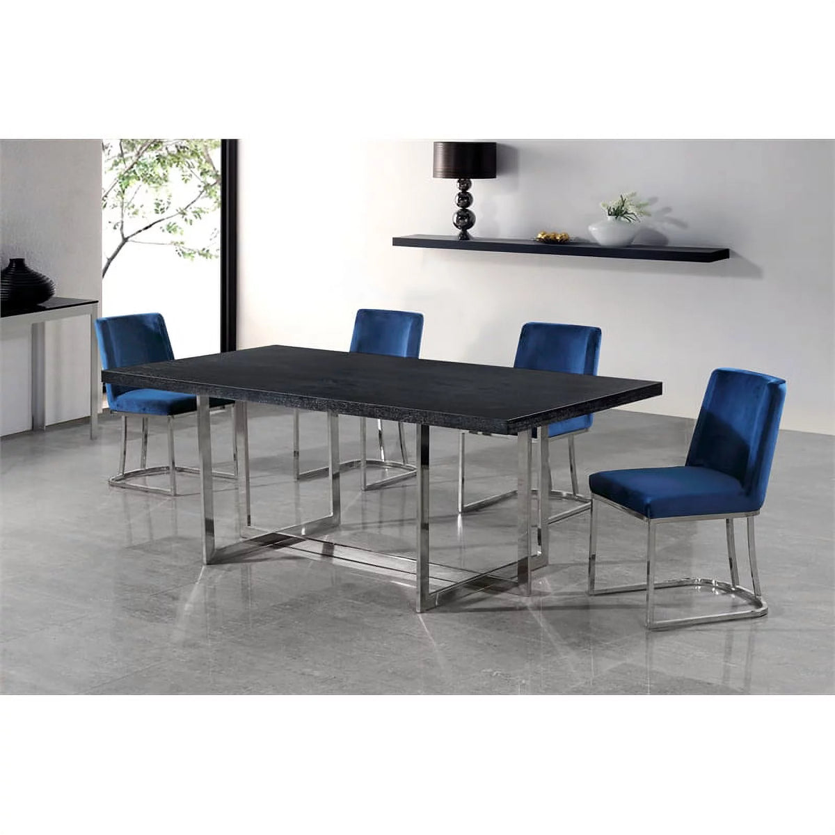 Navy Velvet Dining Chair Set of 2 B941
