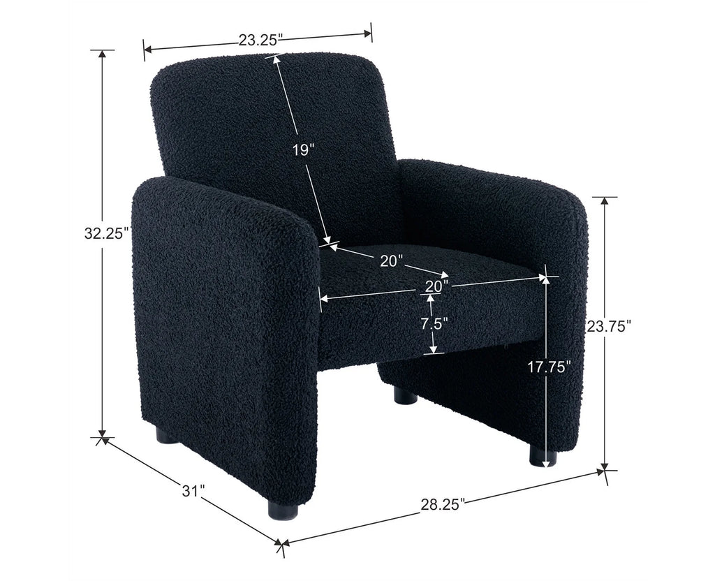 Black Faux Fur Upholstered Armchair W9034