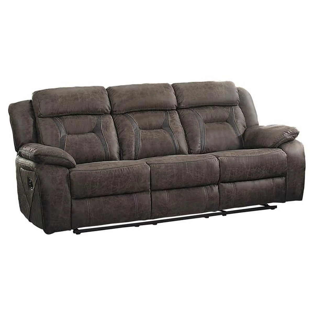 Dark Brown Microfiber Double Reclining Sofa W6224