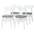 Set of 4 Solid Wood Dining Chairs with Padded Seat White I89590