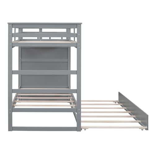 Full Over Full Wooden Bunk Bed with Trundle and Staircase N781813