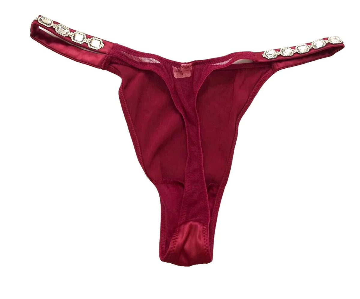 Satin Thong Panty Claret Red Small F489235