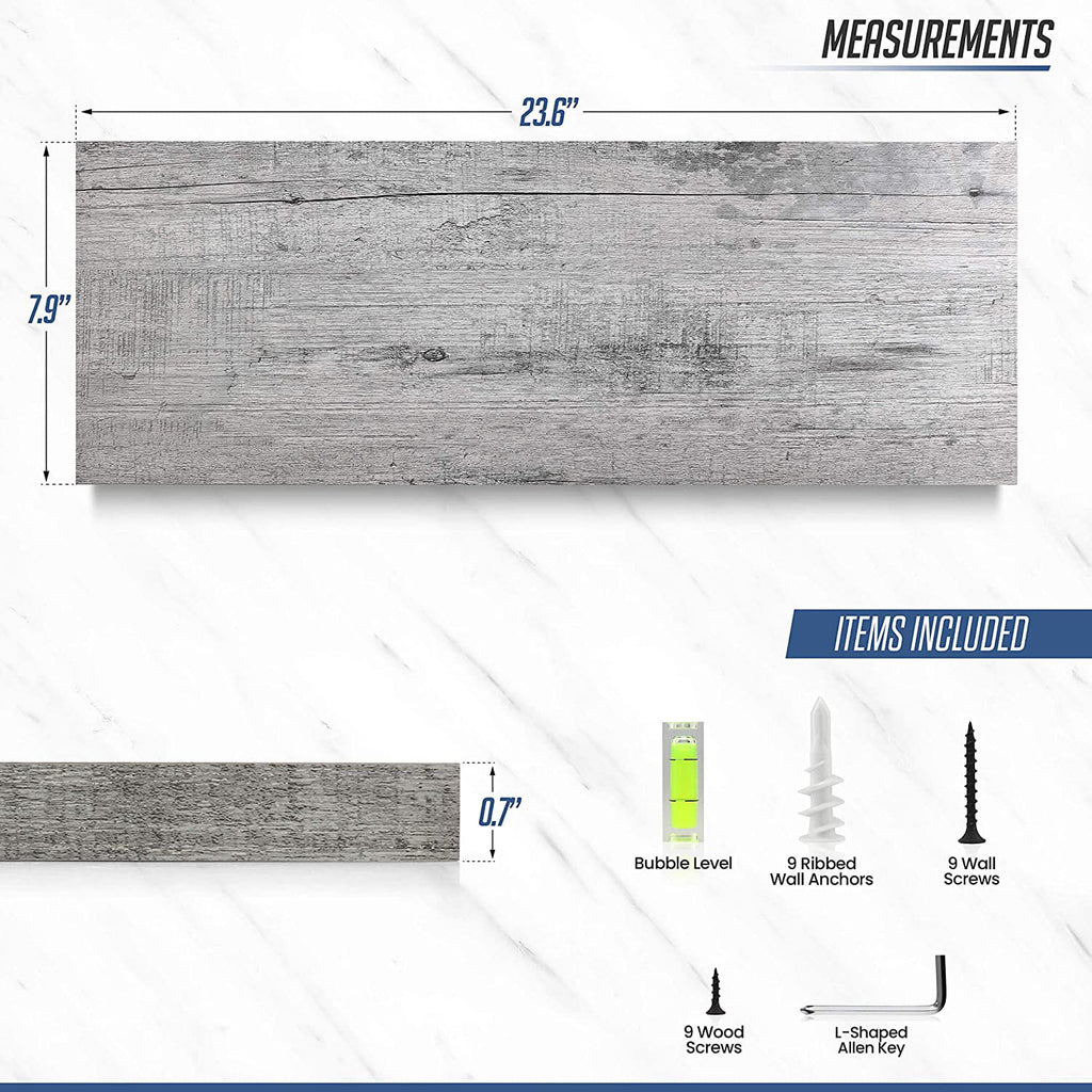 24” Wall Mounted Floating Shelves Set with Rustic Pattern H6817
