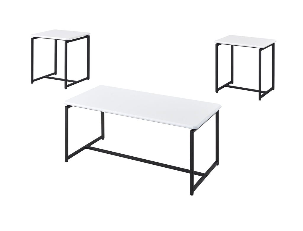 White 3 Piece Carbon Fiber Coffee Table and End Table Set V215