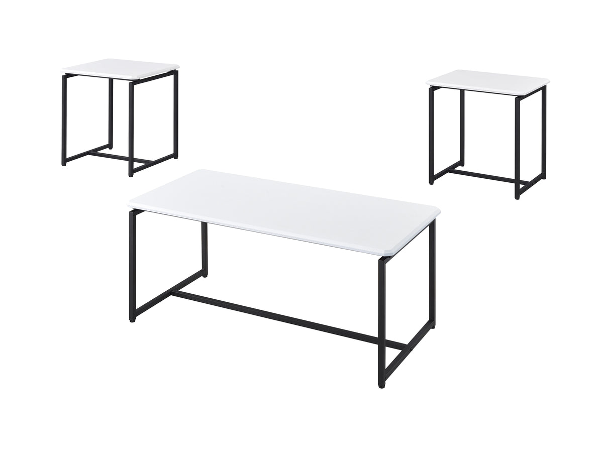 White 3 Piece Carbon Fiber Coffee Table and End Table Set V215