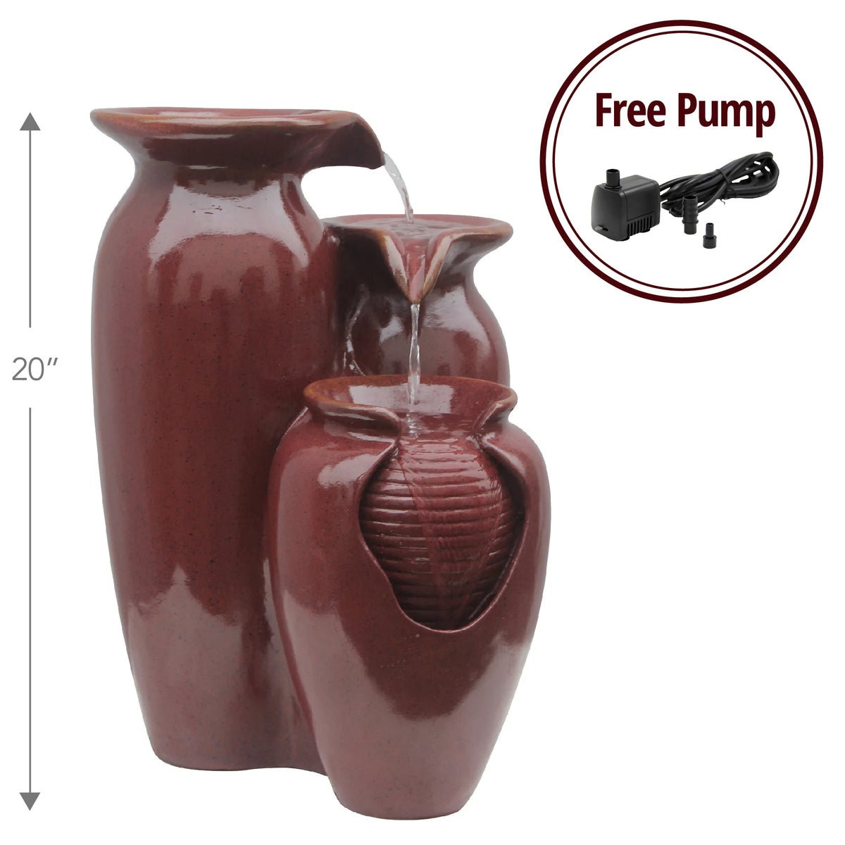 3-Jar Outdoor Polyresin Floor Fountain Y7504