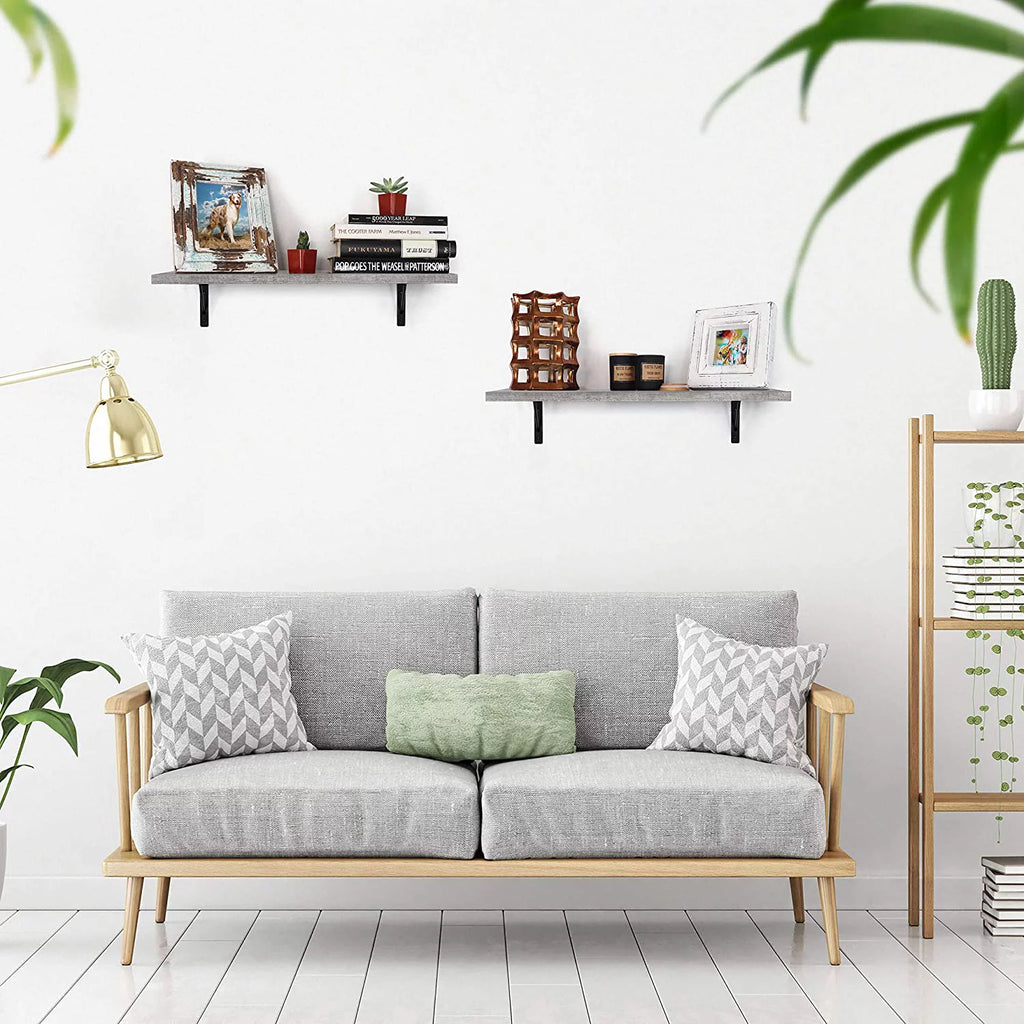 24” Wall Mounted Floating Shelves Set with Rustic Pattern H6817
