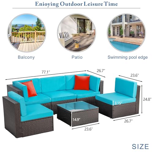 5 Piece Brown PE Wicker Outdoor Sectional Set with Ottoman J6464