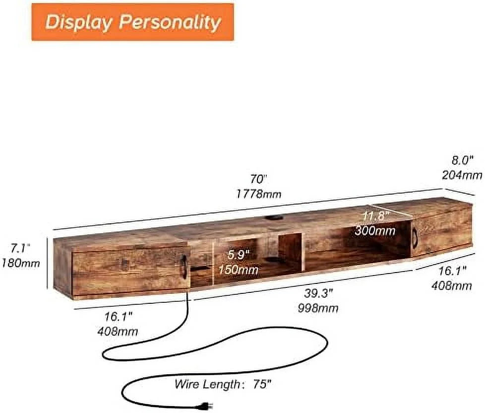 Wall Mounted Floating Wood TV Stand M120