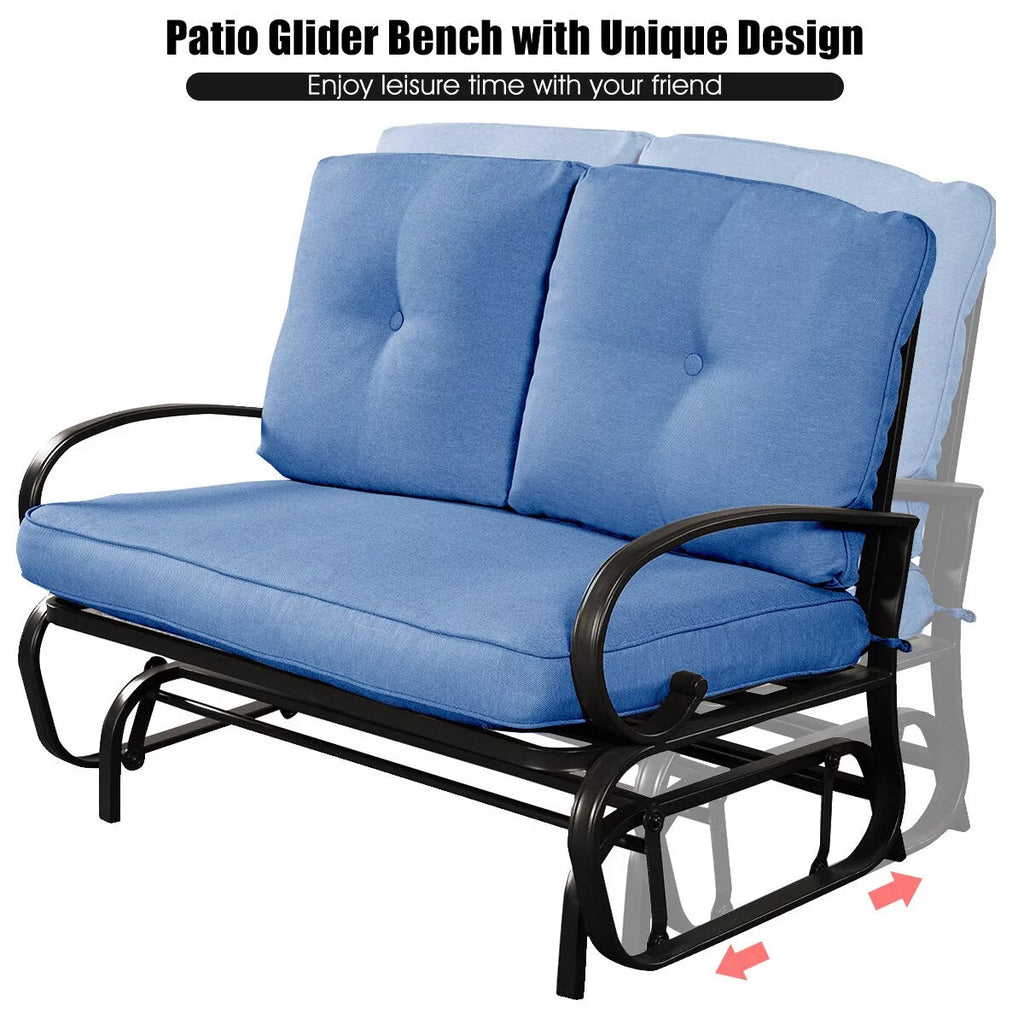Blue Outdoor Patio Rocking Bench Loveseat G912229
