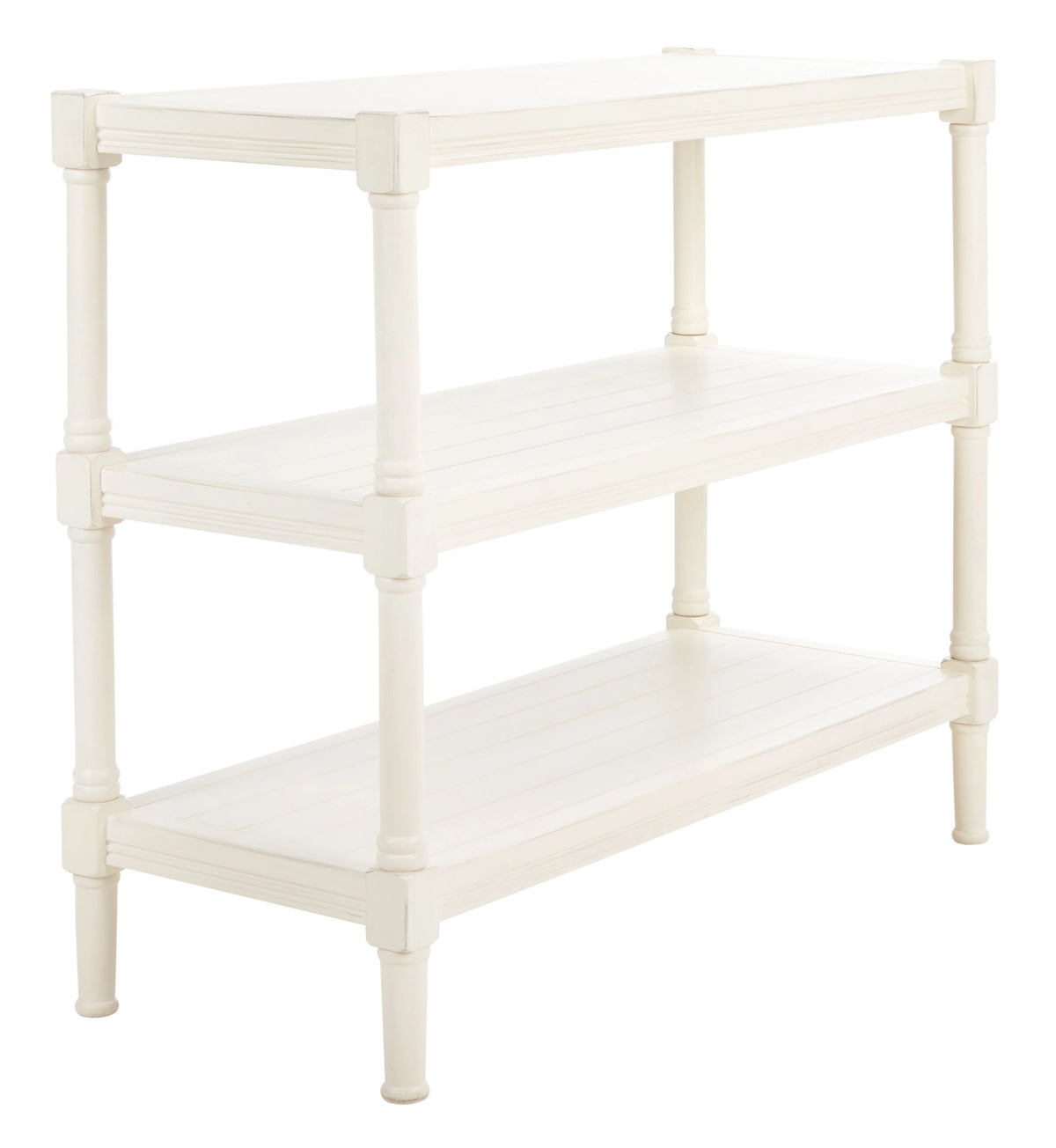 Distressed White Wood Console Table with Shelf D551526