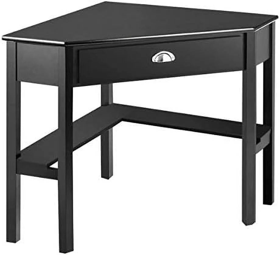 Black Corner Desk with Drawer and Shelves A90167