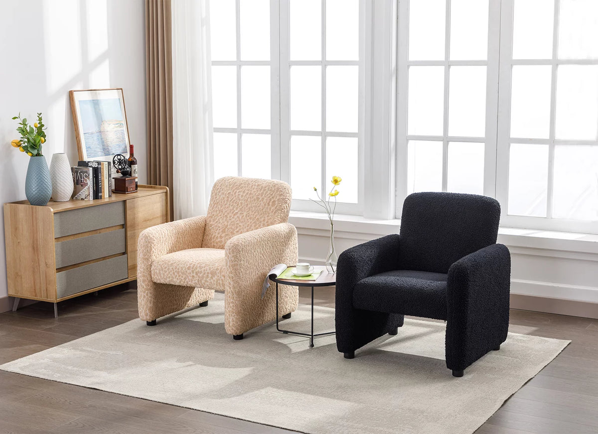 Black Faux Fur Upholstered Armchair W9034