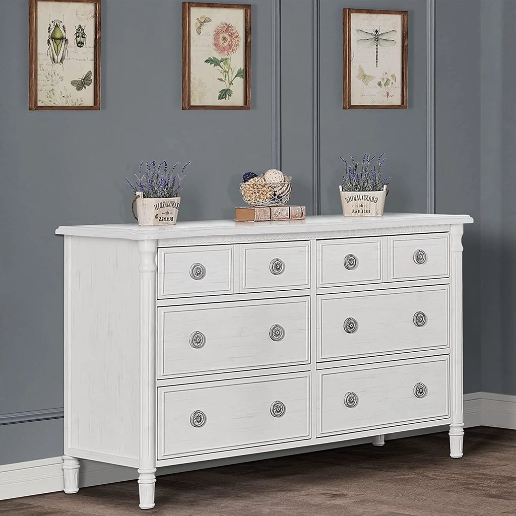 White 6 Drawer Double Dresser Q38163