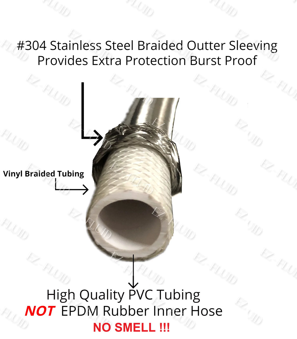 12" x 1/2" Fip x 3/8" Comp Lead-Free Stainless Steel Braided Water Supply Line D4472