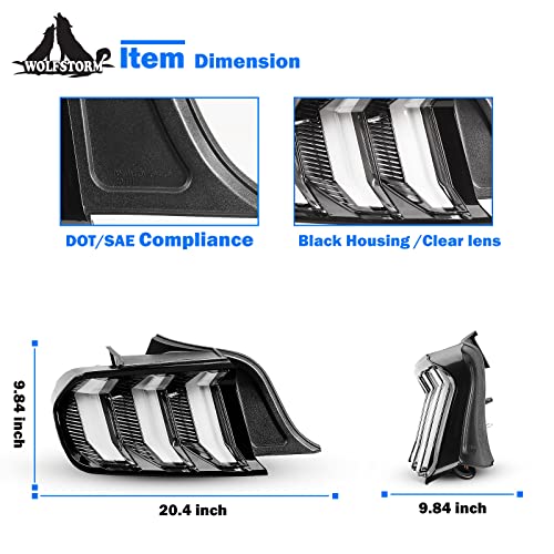 LED Tail Light for Ford Mustang Black Housing Clear Lens D2745