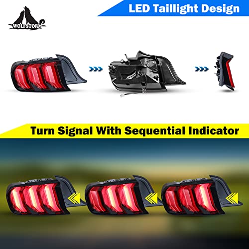 LED Tail Light for Ford Mustang Black Housing Clear Lens D2745