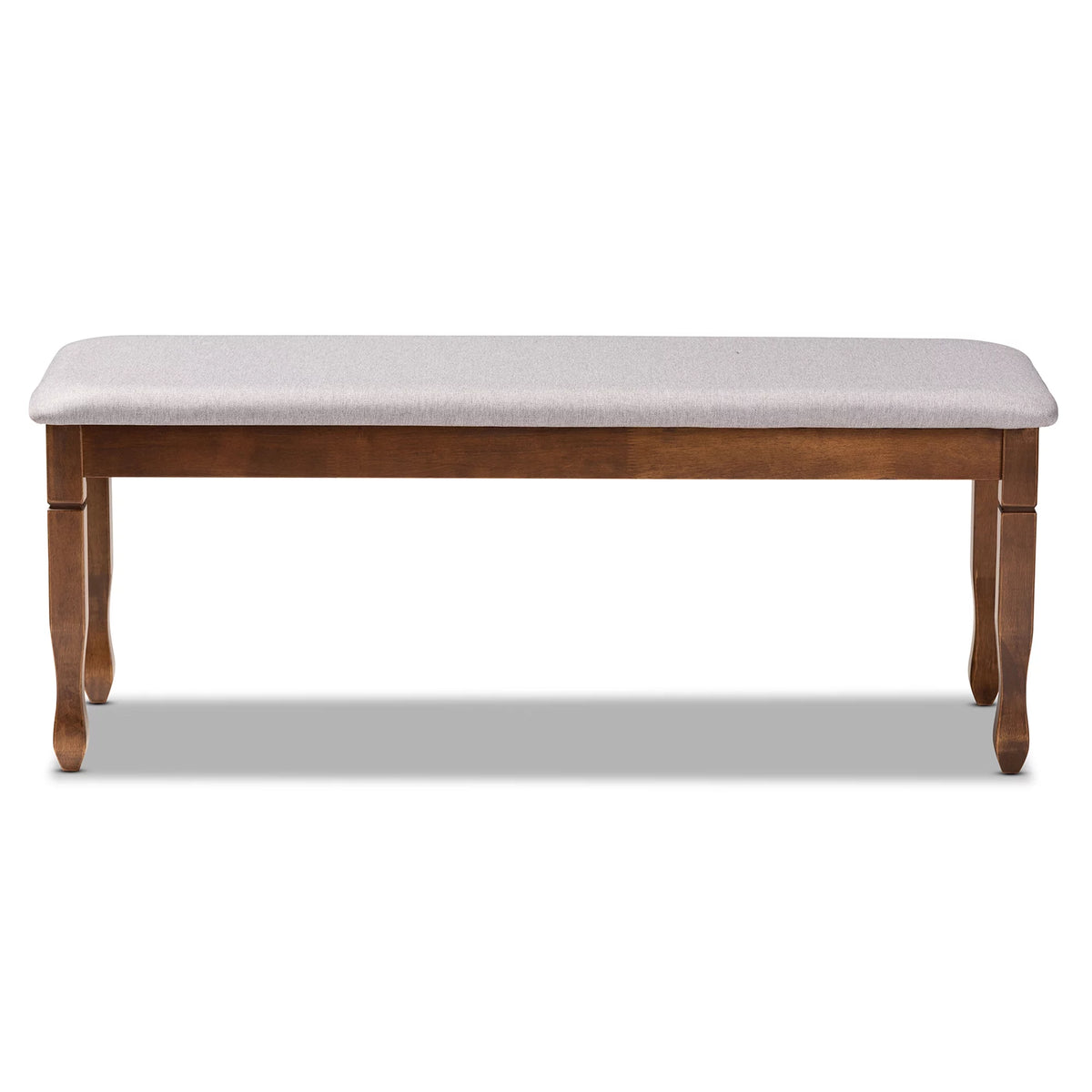 Grey Fabric Upholstered Walnut Brown Wood Dining Bench I610384