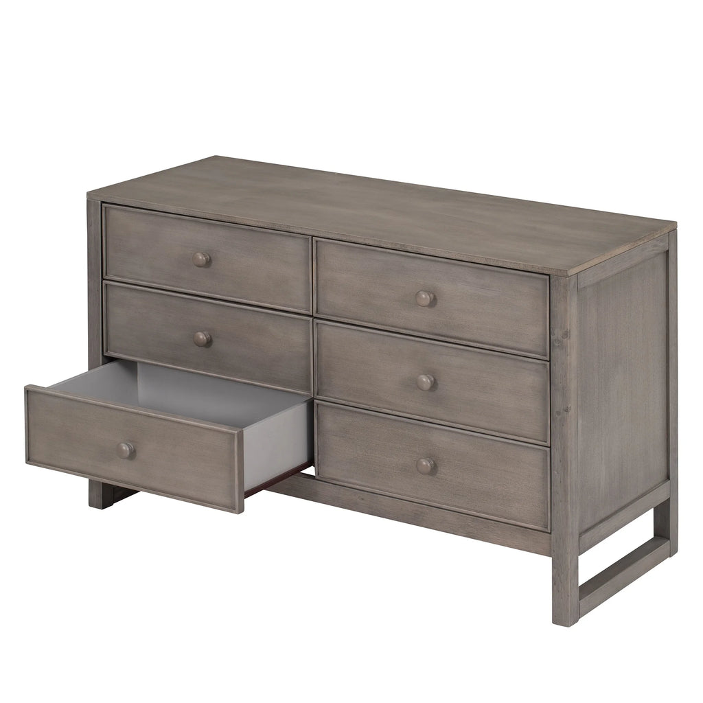 Antique Gray 6 Drawers Rustic Wooden Dresser N599