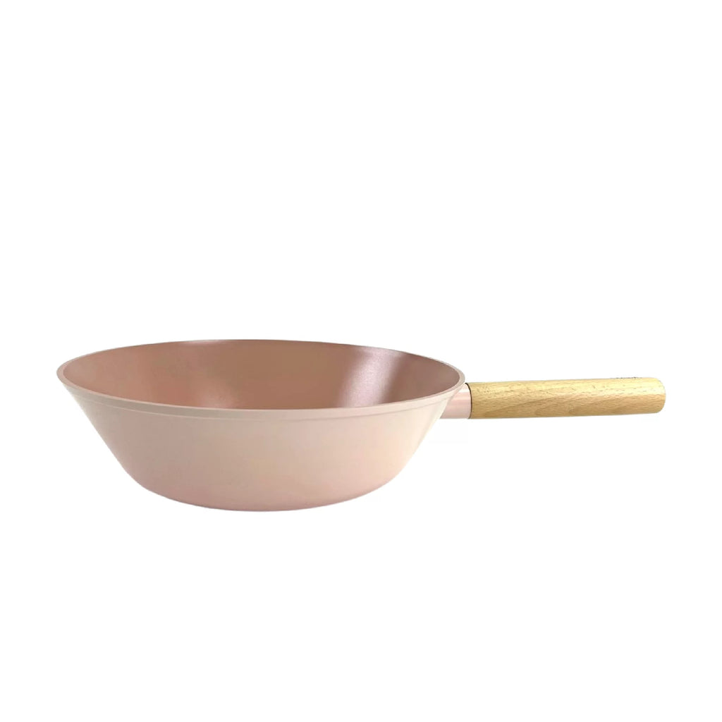 11" Nonstick Pink Wok with Wood Handle A9477